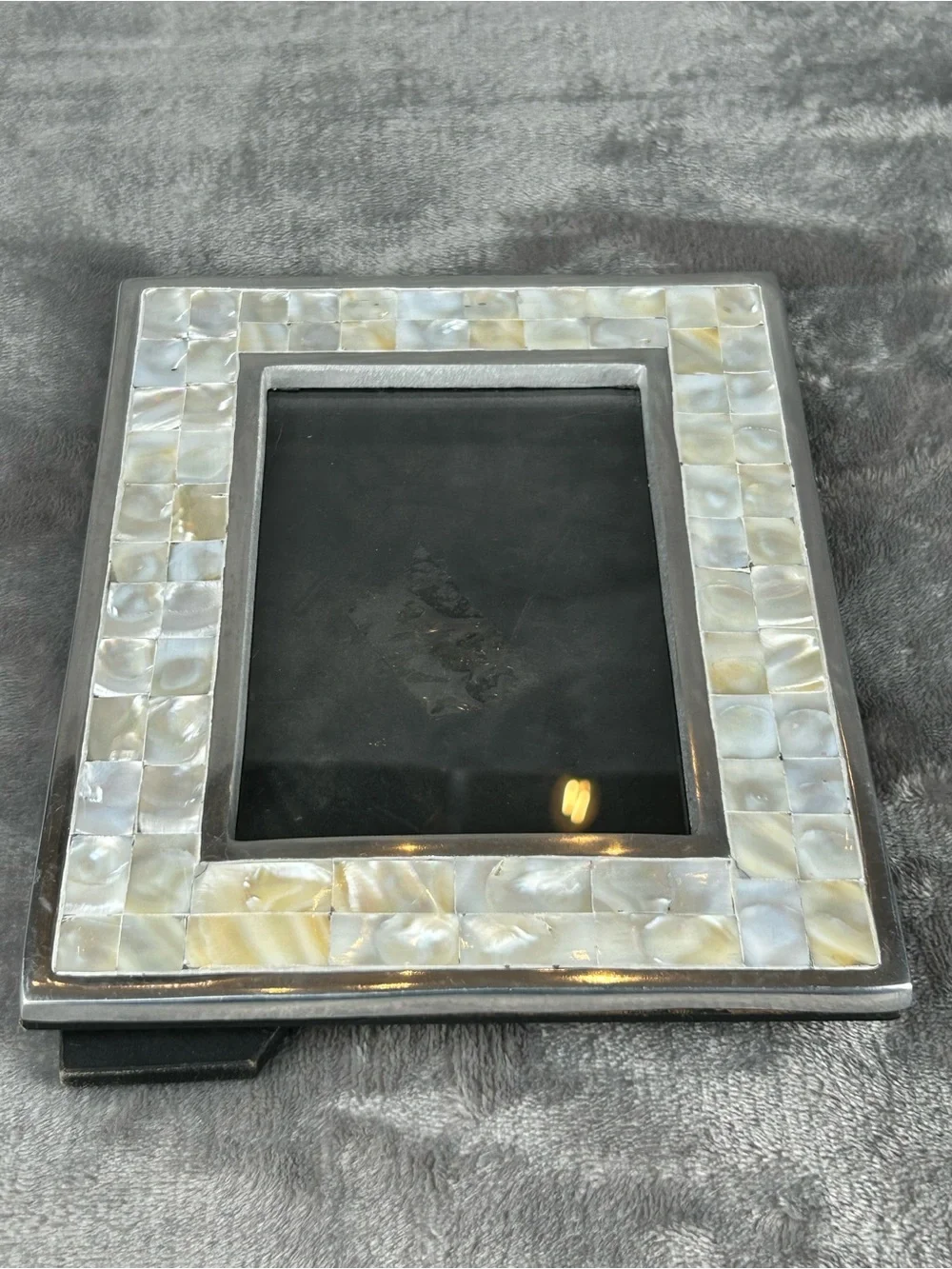 Vintage Mother Of Pearl Frame For 4x6” Silvertone Metal Easel Back Coastal Vibes